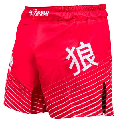 OKAMI FIGHT SHORTS BIG KANJI RED