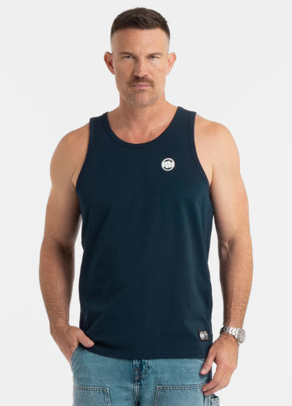 Herren Tank Top Slim Fit Kleines Logo - dark navy