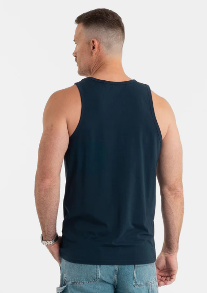 Herren Tank Top Slim Fit Kleines Logo - dark navy