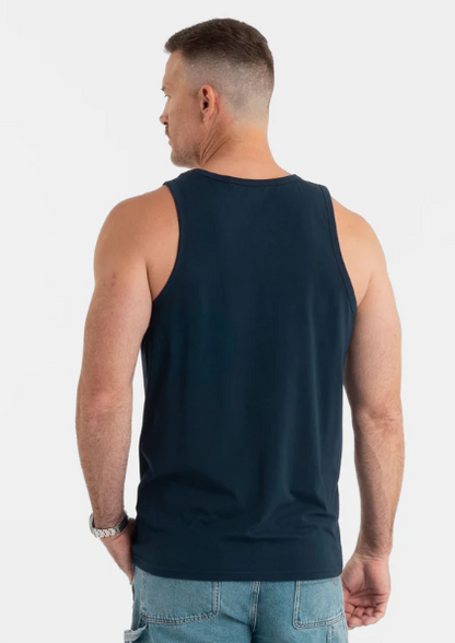 Herren Tank Top Slim Fit Kleines Logo - dark navy