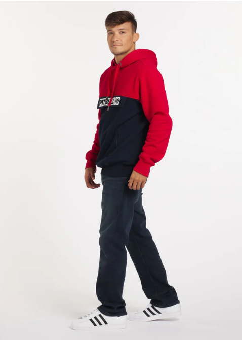 Herren Kapuzenpullover Two-Color Hilltop red blue