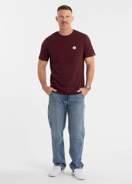 Herren T-Shirt SMALL LOGO - Dunkelburgunderrot