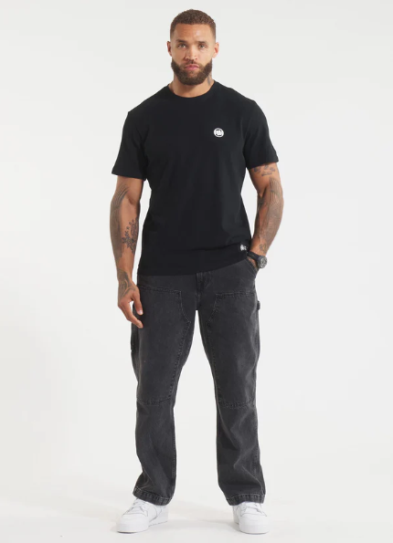 Herren T-Shirt Garment Washed SMALL LOGO - Schwarz