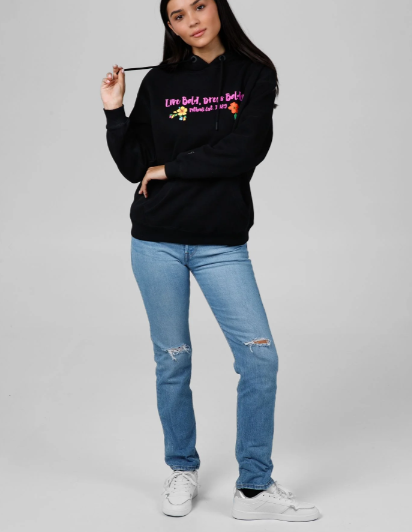 Damen Oversize Kapuzenpullover Happy-Pit - Schwarz