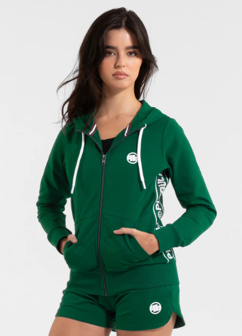 Damen Kapuzenjacke French Terry LA DETA - Dunkelgrün