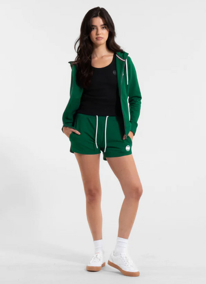 Damen Kapuzenjacke French Terry LA DETA - Dunkelgrün