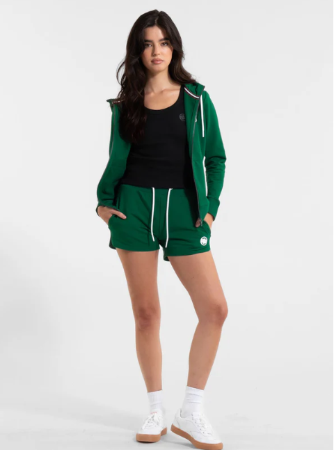 Damen Kapuzenjacke French Terry LA DETA - Dunkelgrün