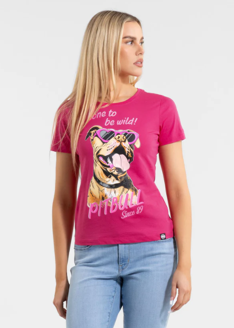 Damen T-Shirt SUNGLASSES DOG - Himbeerrot