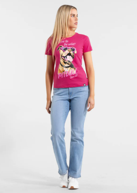 Damen T-Shirt SUNGLASSES DOG - Himbeerrot