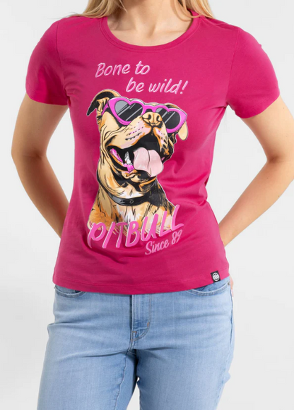 Damen T-Shirt SUNGLASSES DOG - Himbeerrot