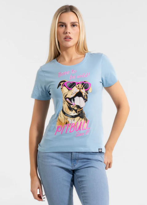 Damen T-Shirt SUNGLASSES DOG - Hellblau