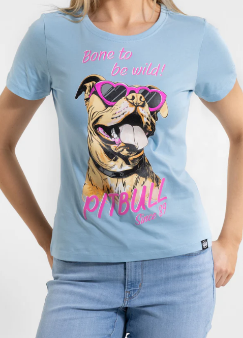 Damen T-Shirt SUNGLASSES DOG - Hellblau