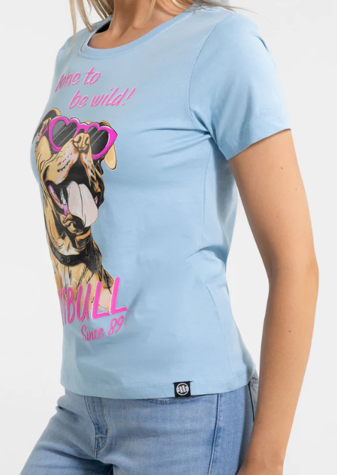 Damen T-Shirt SUNGLASSES DOG - Hellblau