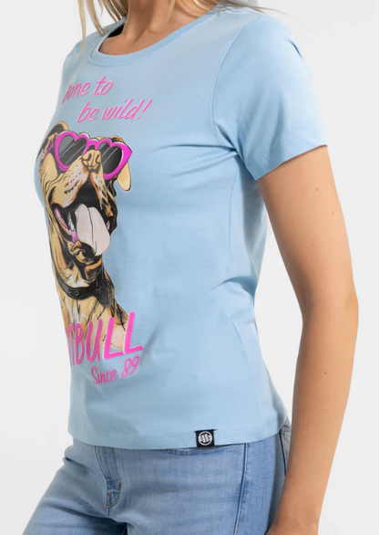 Damen T-Shirt SUNGLASSES DOG - Hellblau
