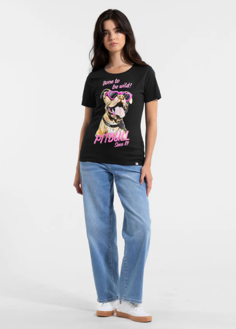 Damen T-Shirt SUNGLASSES DOG - Schwarz