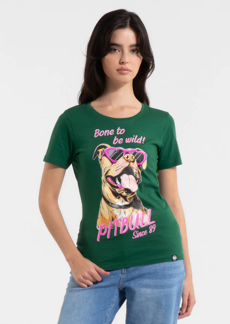 Damen T-Shirt SUNGLASSES DOG - Grün