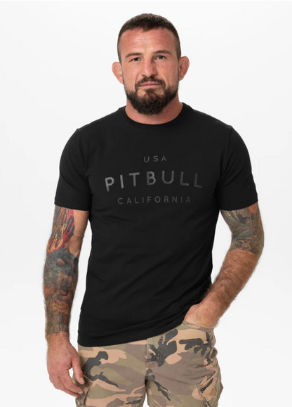 Herren T-Shirt Slim Fit USA CAL - Schwarz