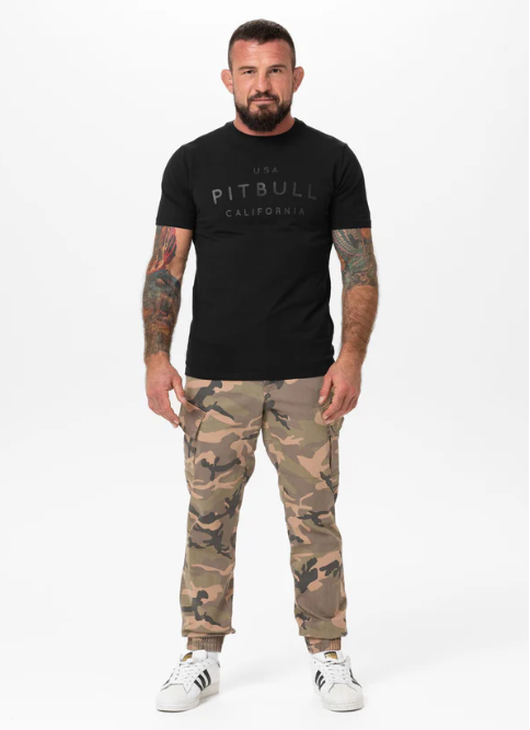 Herren T-Shirt Slim Fit USA CAL - Schwarz
