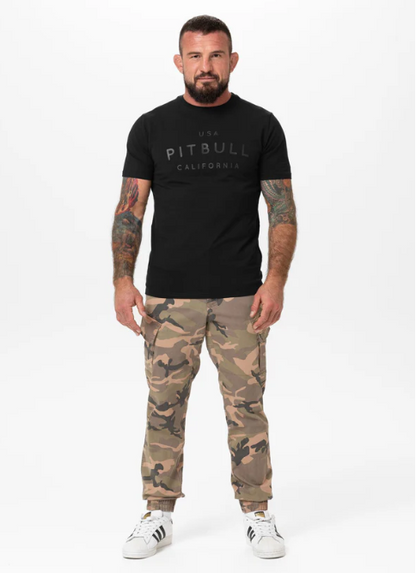 Herren T-Shirt Slim Fit USA CAL - Schwarz