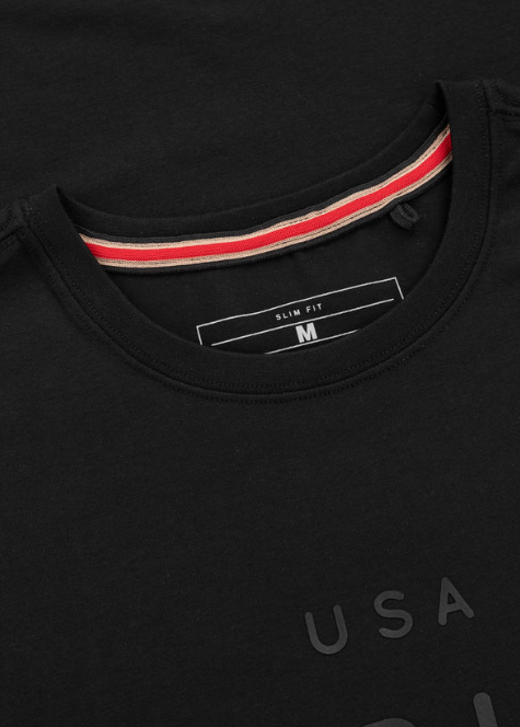 Herren T-Shirt Slim Fit USA CAL - Schwarz