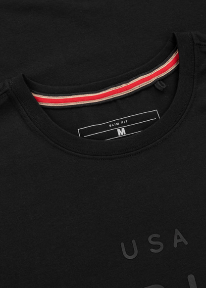 Herren T-Shirt Slim Fit USA CAL - Schwarz