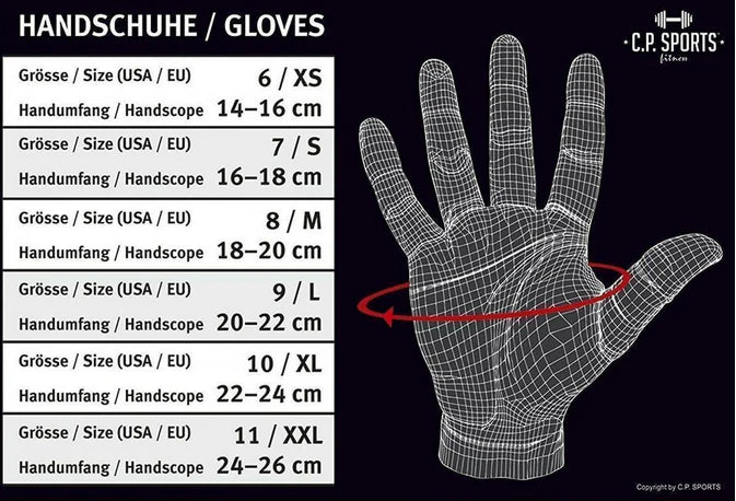 Fitness Handschuhe Echt Leder Premium mit Gel- extra soft- C.P. Sports - F7