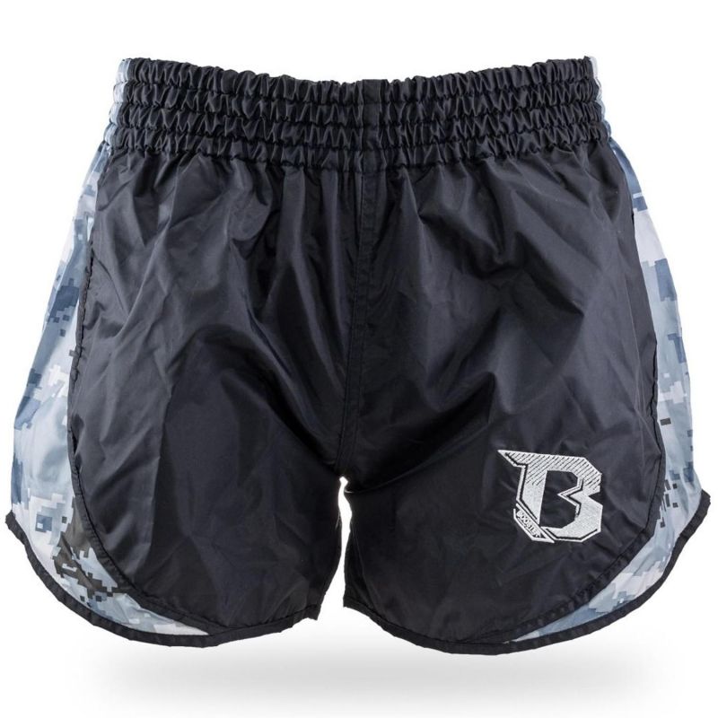 Booster Muay Thai Shorts, Retro Hybrid, camo grau, kids