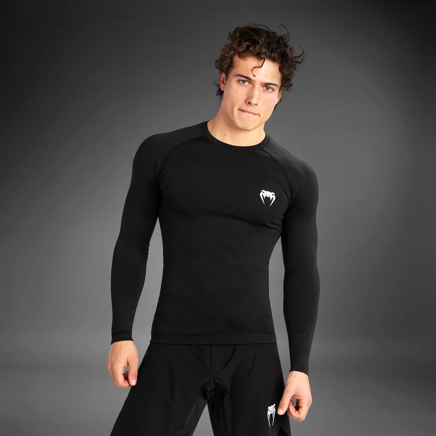 Venum Contender Herren Langärmeliger Rashguard - Schwarz/Weiß
