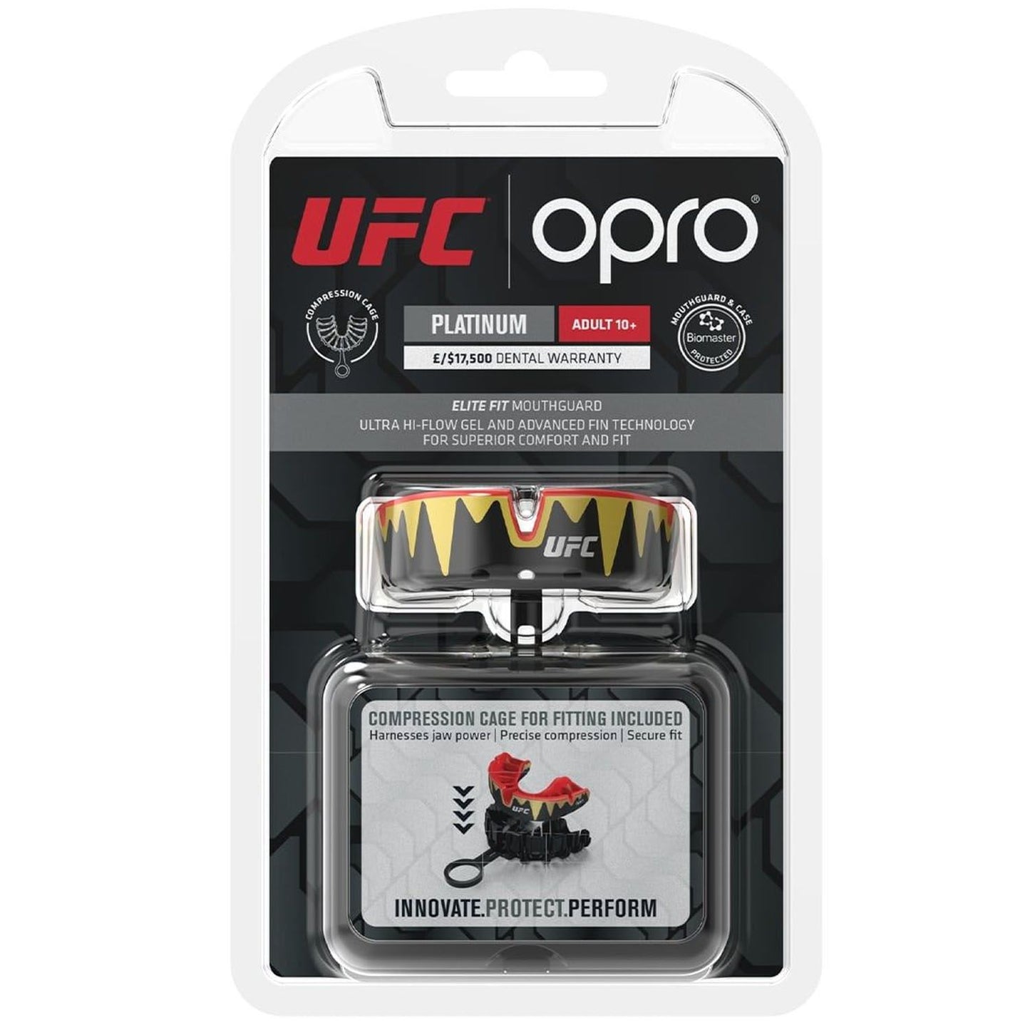 UFC Mundschutz Opro Platin Schwarz Goldl/Rot SENIOR