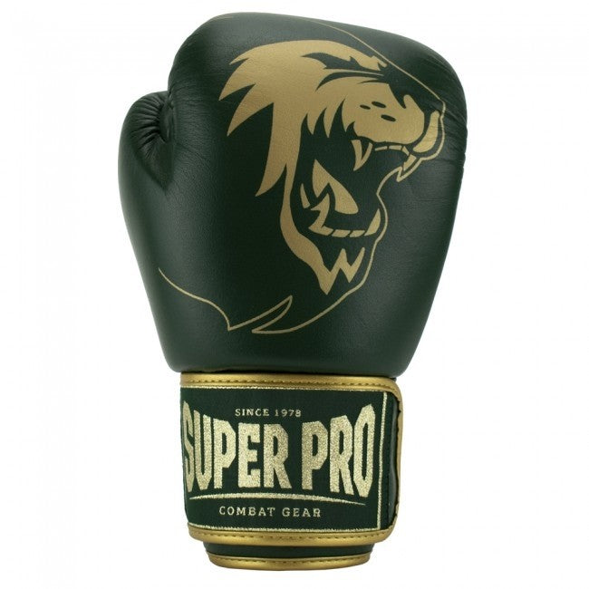 Super Pro Combat Gear Warrior SE Leder Boxhandschuhe Grün/Gold