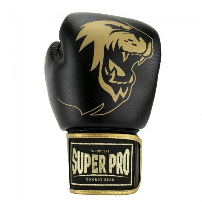Super Pro Combat Gear Warrior SE Leder Boxhandschuhe Schwarz/Gold/Weiß
