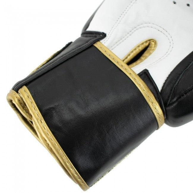 Super Pro Combat Gear Warrior SE Leder Boxhandschuhe Schwarz/Gold/Weiß