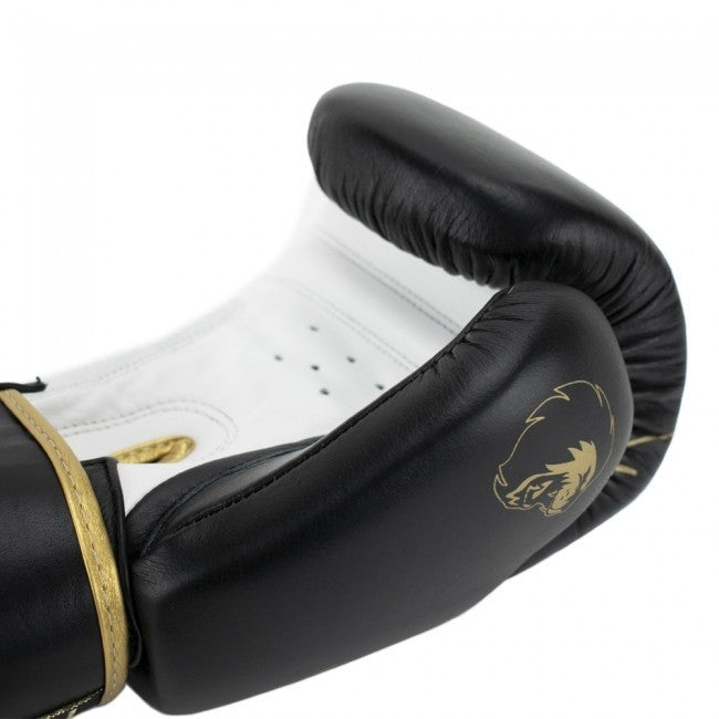 Super Pro Combat Gear Warrior SE Leder Boxhandschuhe Schwarz/Gold/Weiß