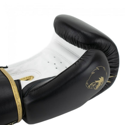 Super Pro Combat Gear Warrior SE Leder Boxhandschuhe Schwarz/Gold/Weiß