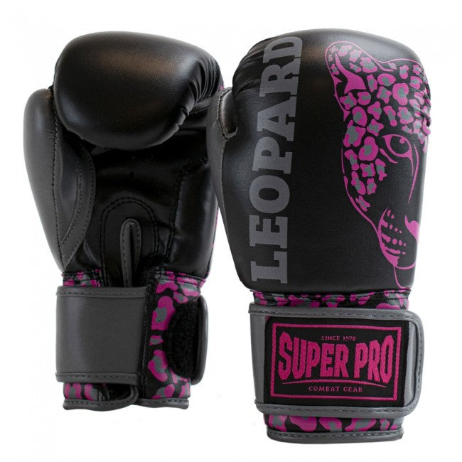 SUPER PRO BOXHANDSCHUHE KIDS LEOPARD BLACK/PINK