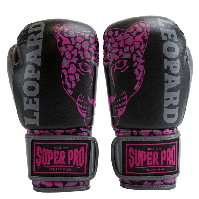 SUPER PRO BOXHANDSCHUHE KIDS LEOPARD BLACK/PINK