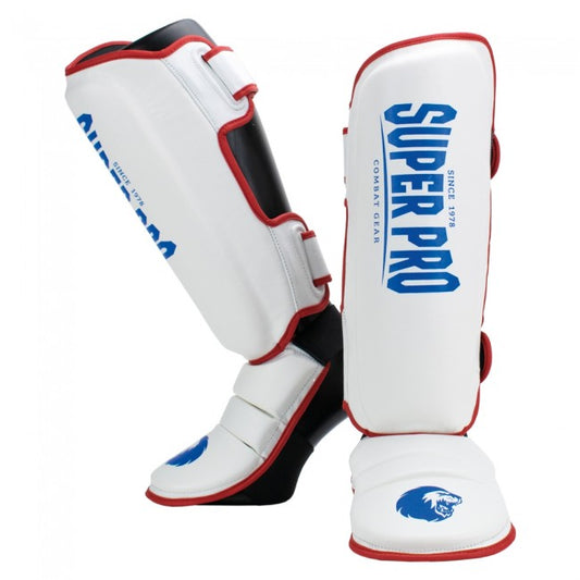 Super Pro Combat Gear Schienbeinschoner Protector Rot/Weiß/Blau