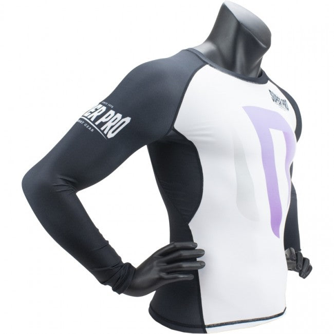 Super Pro Rash Guard Long Sleeve No Mercy white/purple/silver
