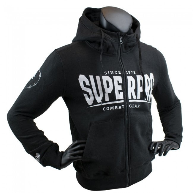 Super Pro Hoodie mit Zipper S.P. Logo Schwarz/Weiß