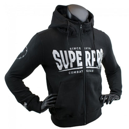 Super Pro Hoodie mit Zipper S.P. Logo Schwarz/Weiß
