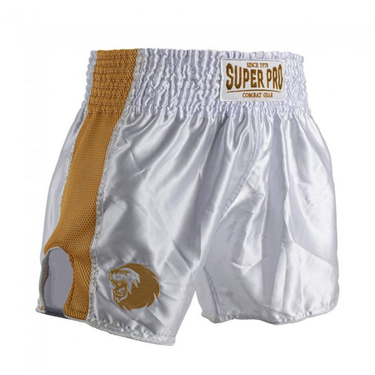 SUPER PRO COMBAT GEAR THAI- UND KICKBOXING SHORT BRAVE WHITE/GOLD