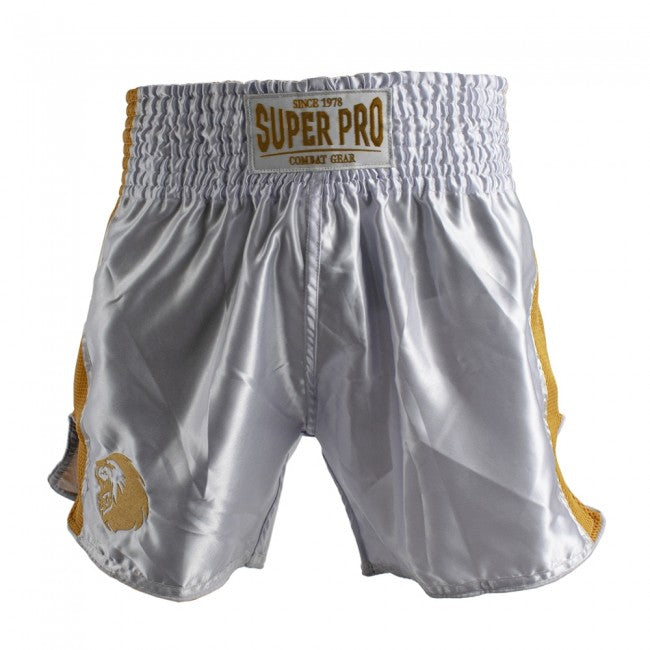SUPER PRO COMBAT GEAR THAI- UND KICKBOXING SHORT BRAVE WHITE/GOLD