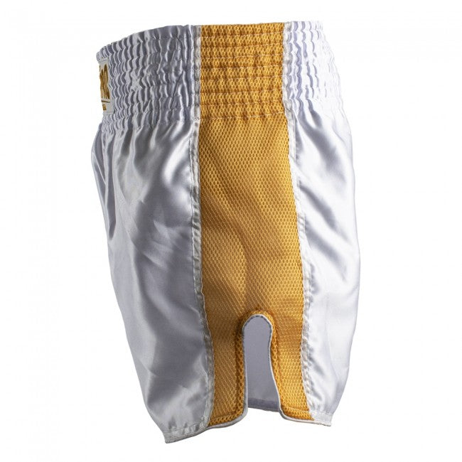 SUPER PRO COMBAT GEAR THAI- UND KICKBOXING SHORT BRAVE WHITE/GOLD