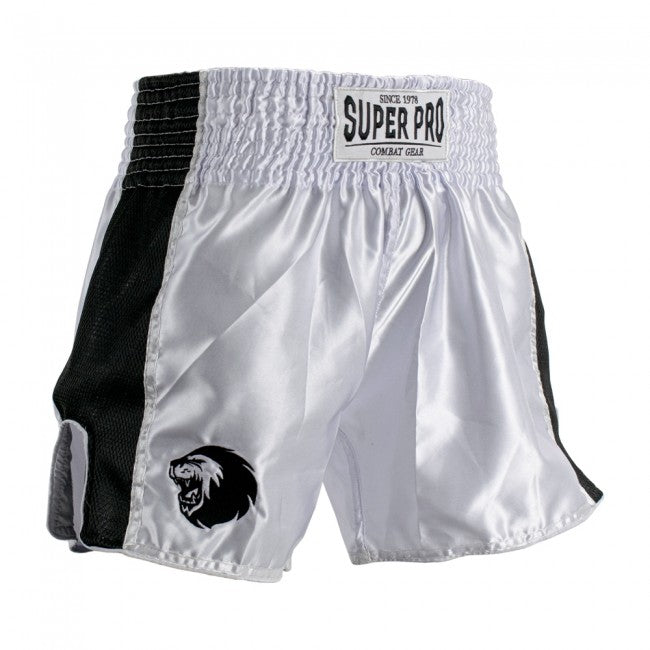 SUPER PRO COMBAT GEAR THAI- UND KICKBOXING SHORT BRAVE WHITE/BLACK