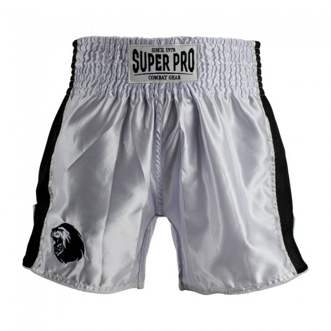 SUPER PRO COMBAT GEAR THAI- UND KICKBOXING SHORT BRAVE WHITE/BLACK
