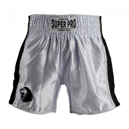 SUPER PRO COMBAT GEAR THAI- UND KICKBOXING SHORT BRAVE WHITE/BLACK kids
