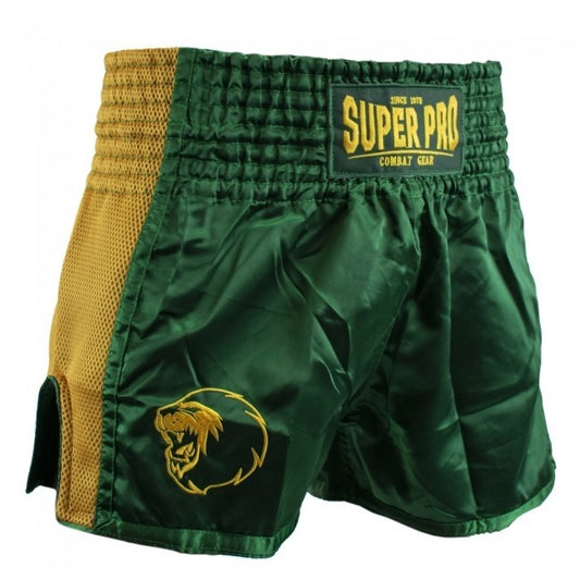 SUPER PRO COMBAT GEAR THAI- UND KICKBOXING SHORT BRAVE GREEN/GOLD