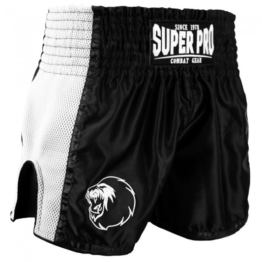 SUPER PRO COMBAT GEAR THAI- UND KICKBOXING SHORT BRAVE BLACK/WHITE