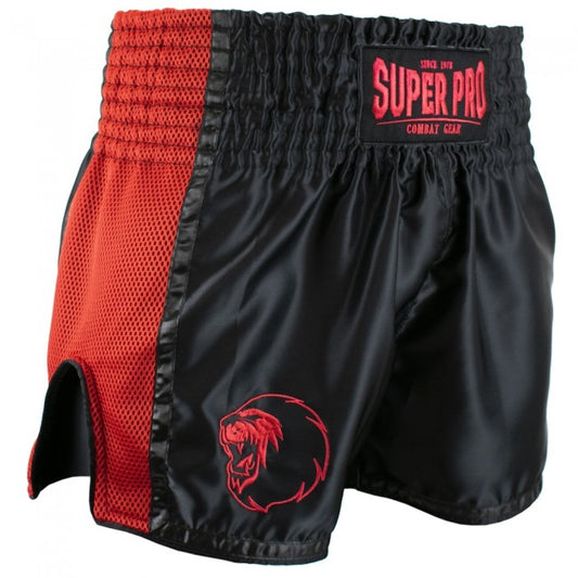SUPER PRO COMBAT GEAR THAI- UND KICKBOXING SHORT BRAVE BLACK/RED-Copy