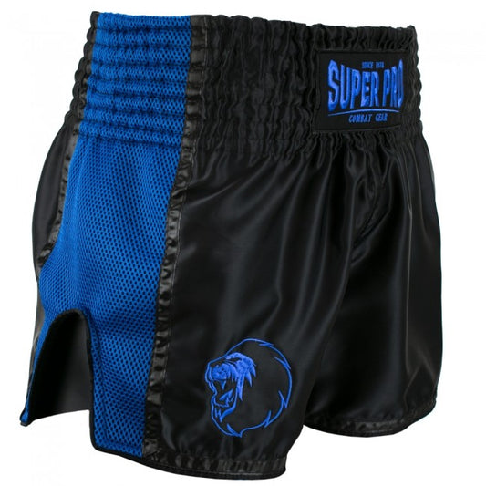 SUPER PRO COMBAT GEAR THAI- UND KICKBOXING SHORT BRAVE BLACK/BLUE